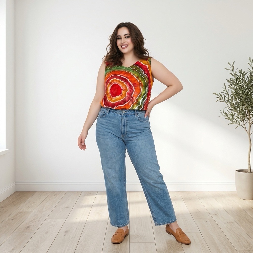 Handmade Ice Dyed Rayon Sleeveless Top